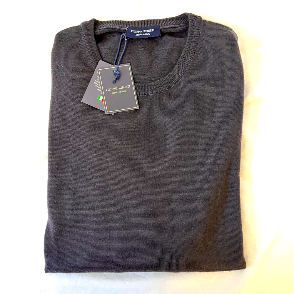 Filippo Riberti Navy Sweater - Men’s Italian Wool Sweater